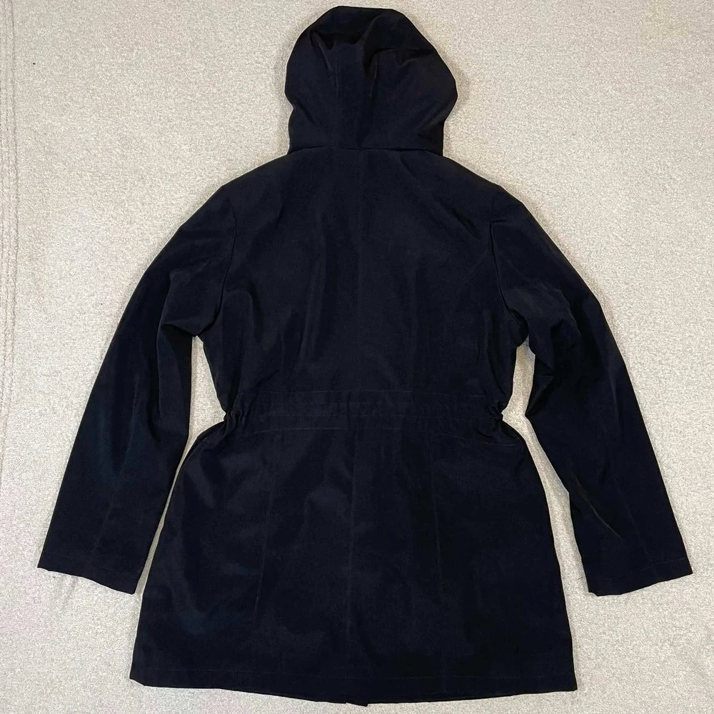 Liz Claiborne Womens Black Anorak Jacket Leopard Lining XL Drawstring Waist - Picture 12 of 12